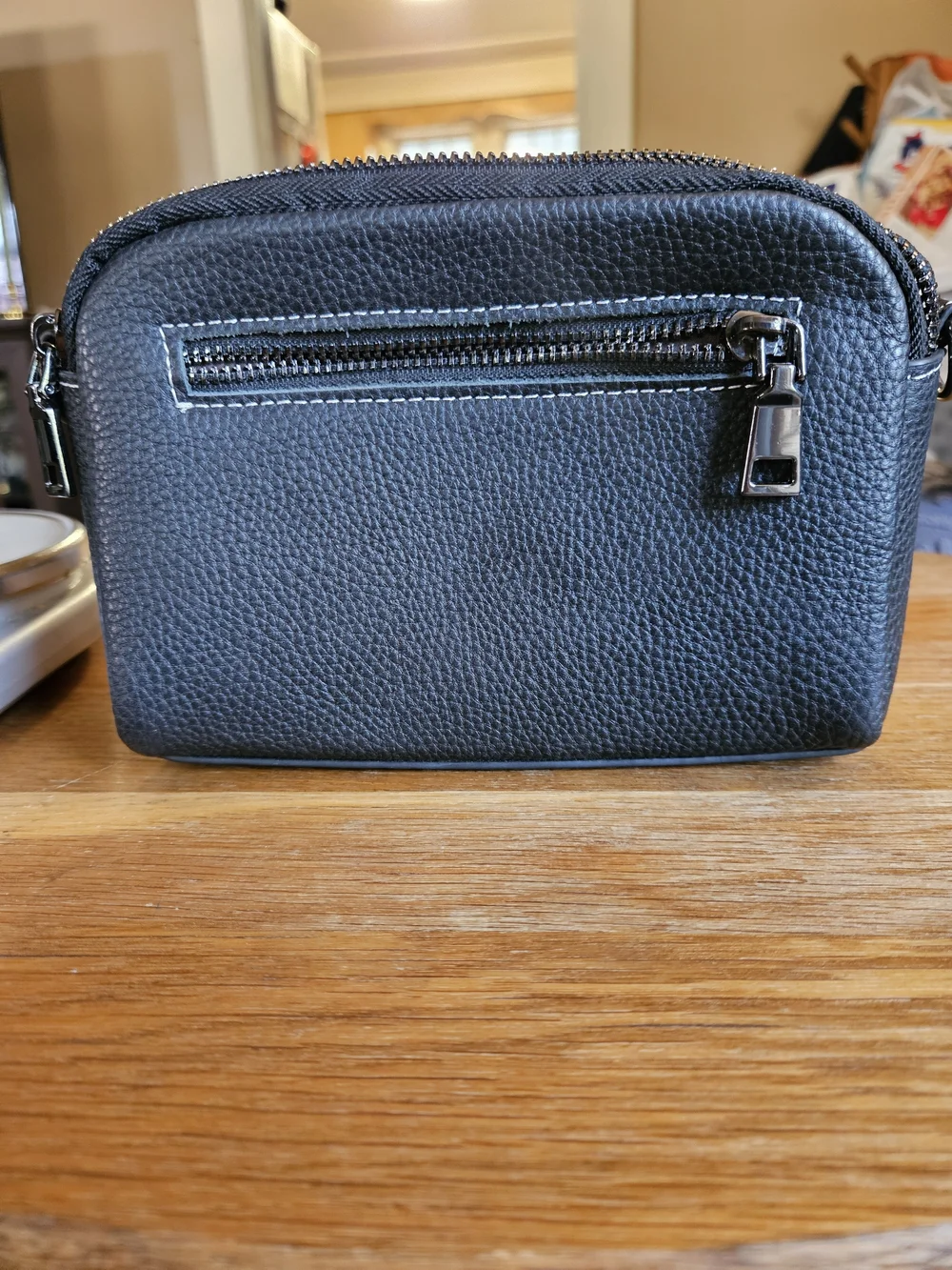 LAORENTOU Black Leather Makeup Bag Cosmetic Case Travel Toiletry Organizer